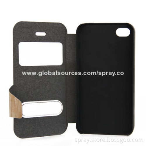 Natural Wooden Bamboo Case for iPhone 4/4S, with Stand, Can Laser Customized Pattern on Surface